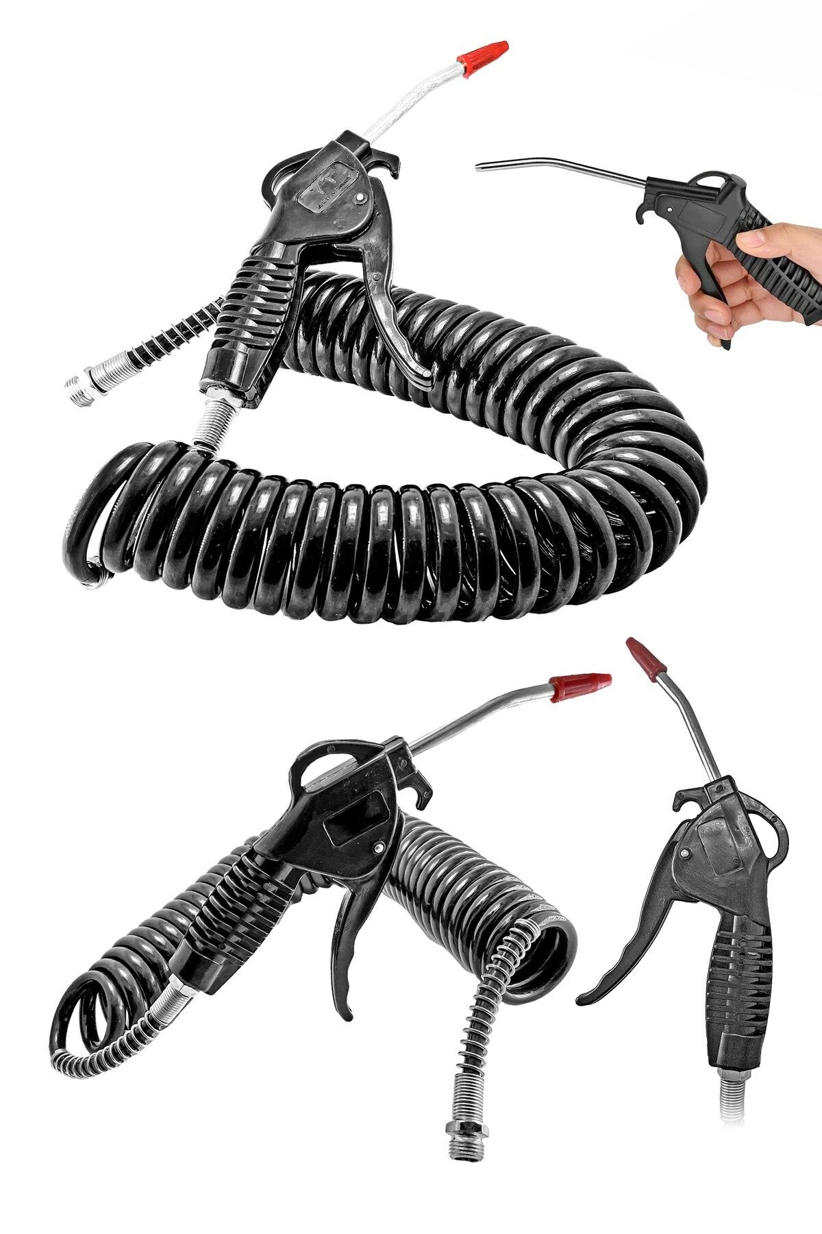 Yüksek Kalite 7 Metre Hava Üfleme Toz Alma Kompresör Hava Tabancası  Spiral Hava Hortumu 8 mm 7Metre