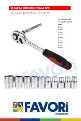 Favorisepetim Profesyonel 12 Parça Krom Vanadyum Çelik Standlı Cırcır Set Kaliteli Lokma Takımı