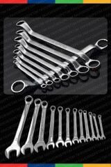 Profesyonel Güçlü Sağlam Chrome Vanadium Çelik 12 Parça Kombine Açık Ağız-Yıldız Anahtar Takım Seti