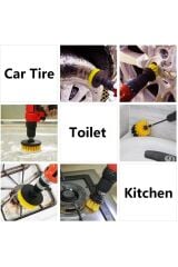 3lü Matkap Ucu Temizlik Seti Ocak-mutfak Dolapları-halı-koltuk-ayakkabı Temizleme Yıkama Seti