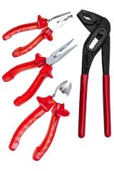 Yüksek Kalite Kırmızı Şeffaf Pense Kargaburun Yankeski  Musluk Boru Anahtarı Fort Pense 4 PARÇA Set