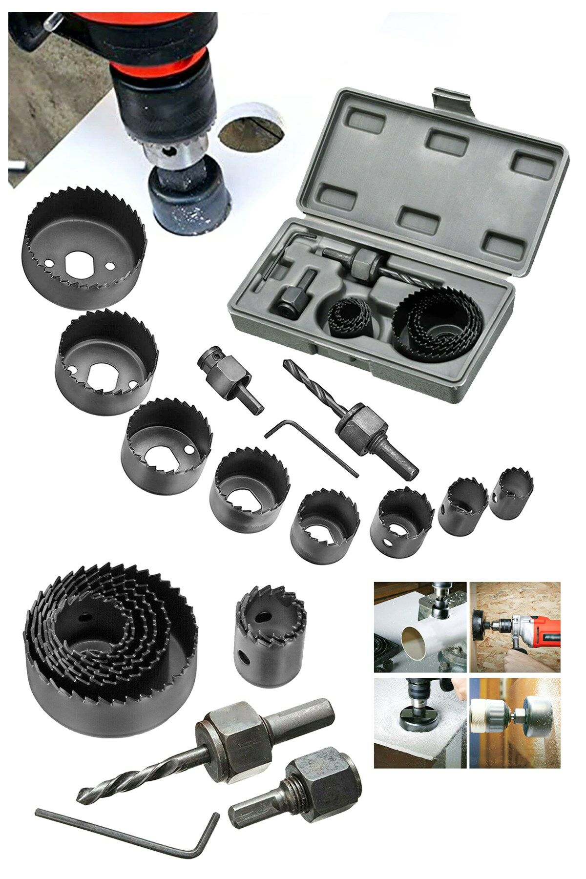 Yüksek Kalite 11 Parça Ahşap Buat Kartonpiyer Alçıpan Delik Oyuk Açma matkap Ucu Seti