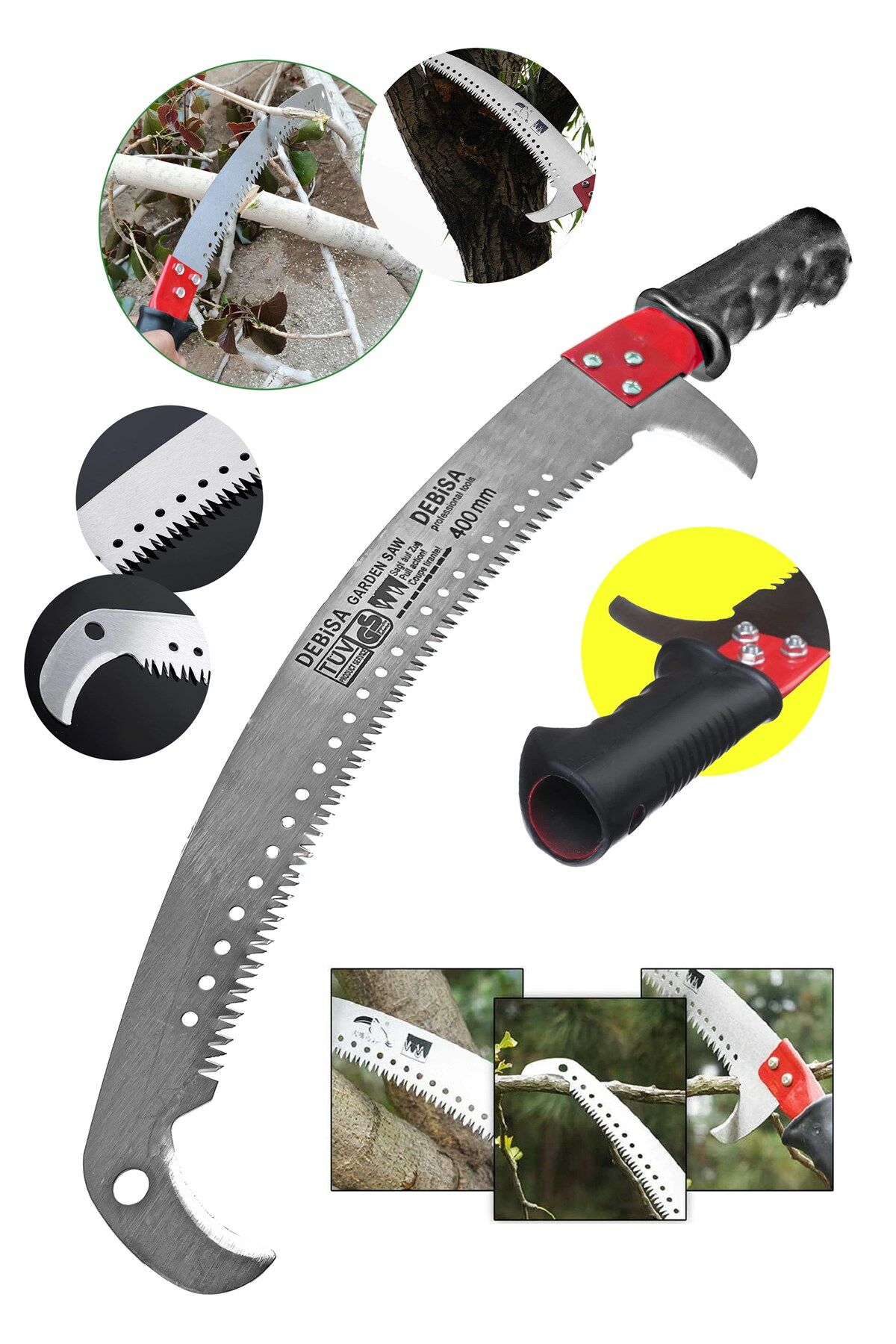 Yüksek Kalite 400mm Büyük Boy Teleskopik Uzatmalı Yüksek İrtifa Ağaç Budama Düzeltici Çift Kanca