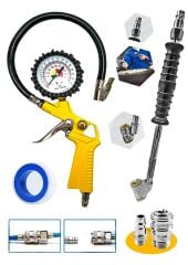 Yüksek Kalite  220 PSI Saatli Lastik Şişirme Hava Tabancası, Lastik Şişirme  Recor Set