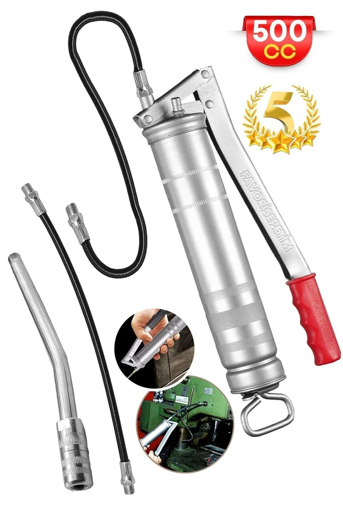 Yüksek Basınçlı  Gres Yağ Pompası 500 Cc Büyük Boy Demir Hortum Ve Gres Ucu Hediye