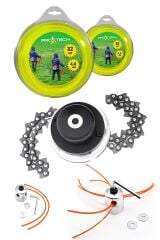 Universal Motorlu Tırpan 3 lü Süper Paket 3,3  Misina - Örümcek Başlık