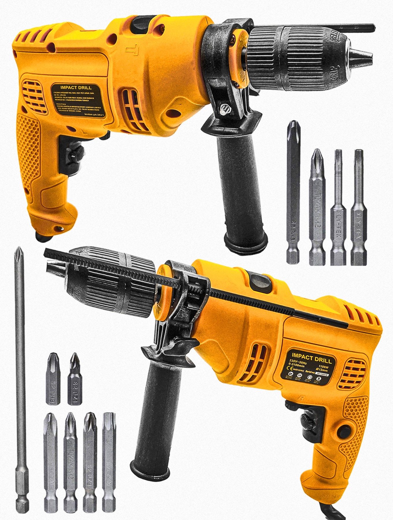 PROXTECH Profesyonel Yüksek Tork Darbeli Full Bits Set Hediye 13 Mm 1100W  Matkap