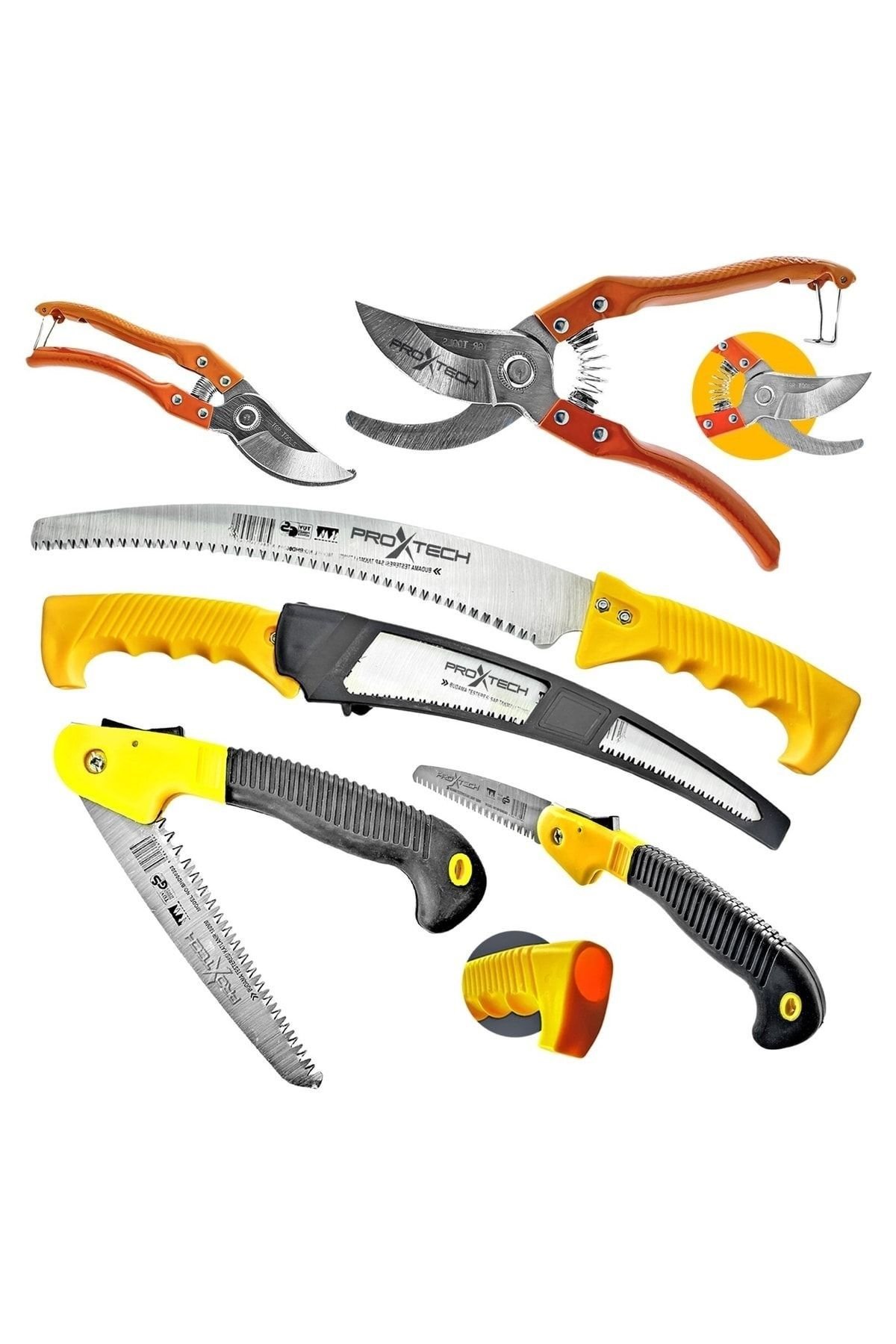 PROXTECH Teleskopik SapTakmalı 330mmTestere,180mm Katlanır Budama Testeresi Dal budama Makası 3lü