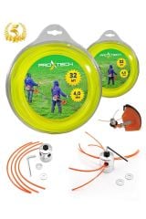 PROXTECH  Hızlı Kesim  6 Köşeli Altıgen Misina 4,0 x 32 Metre  + Universal Tırpan Başlığı Örümcek