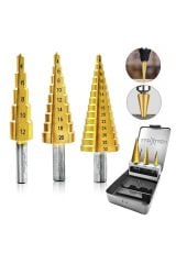 PROXTECH Kademeli HSS Sarmal Matkap Ucu Seti Kademli Sac Delme Çantalı 3 PCS Set 4-12 / 4-20 / 4-32