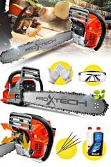 PROX5002 Benzinli 3 Eksozlu 50cm 52cc Ağaç Odun Dal Kesme Makinesi Motorlu Testere Full Paket