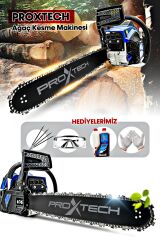 PROX5001 Benzinli 3 Eksozlu 50cm 52cc Ağaç Odun Dal Kesme Makinesi Motorlu Testere Full Set