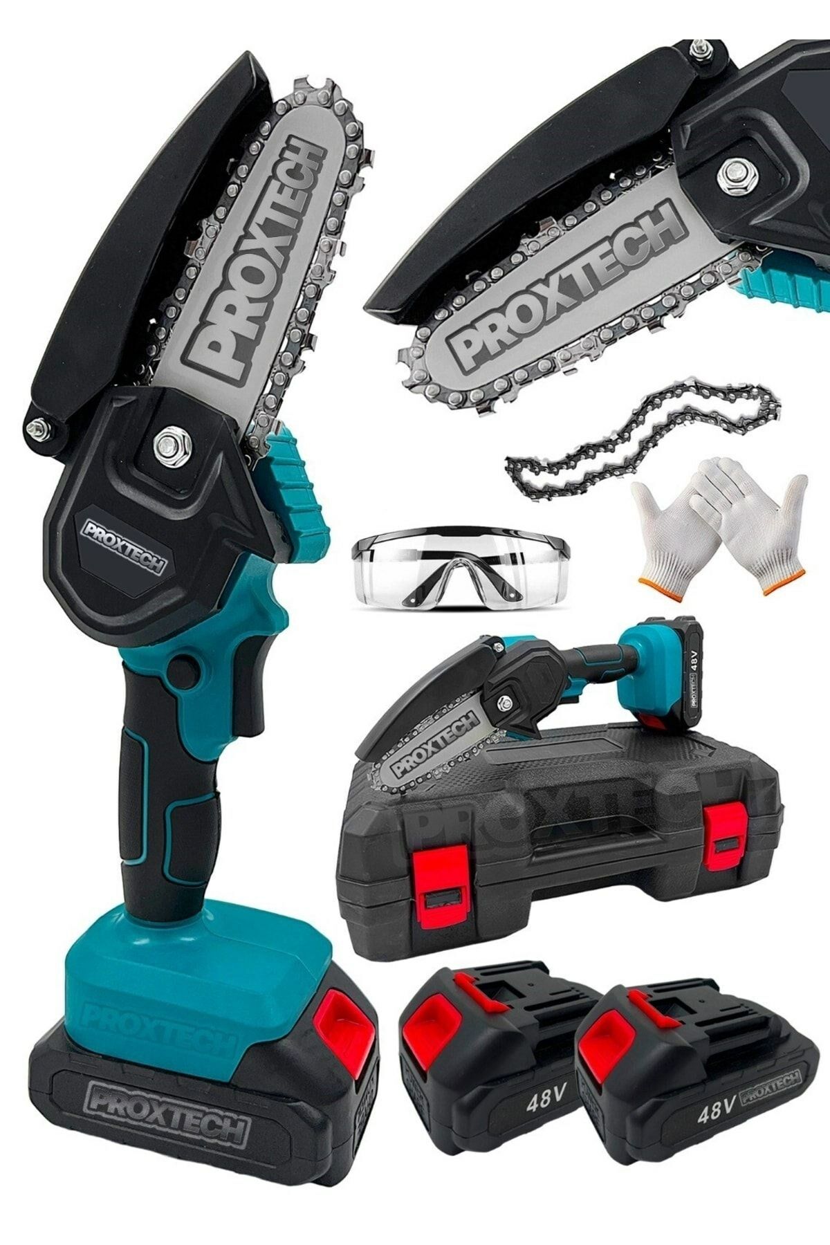 PROX Yüksek Kalite Li-on  2x Çift Akülü Taşıma Çantalı Dal Budama Ağaç Kesme Testere Bıçkı Makinesi