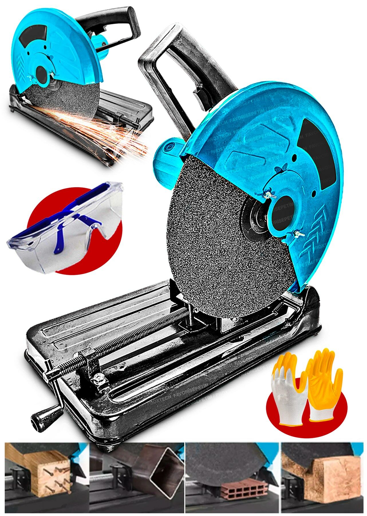 Profesyonel Yüksek Kalite. Bakır Sargılı 355 mm Metal Profil Kesme Makinası Kesme Taşı Hediye