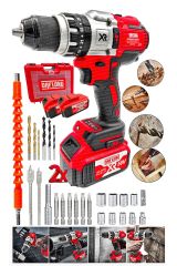 Profesyonel Tork 58V 5Ah Darbeli Bakır Sargılı Vidalama Metal Şanzuman Şarjlı Çift Akülü Matkap