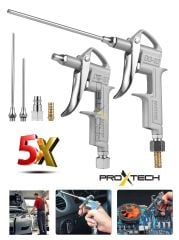 Profesyonel Paslanmaz 5 Parça Uzun Kompresör Hava Üfleme Tabancası Pnömatik Toz Üfleme Tabancası Set