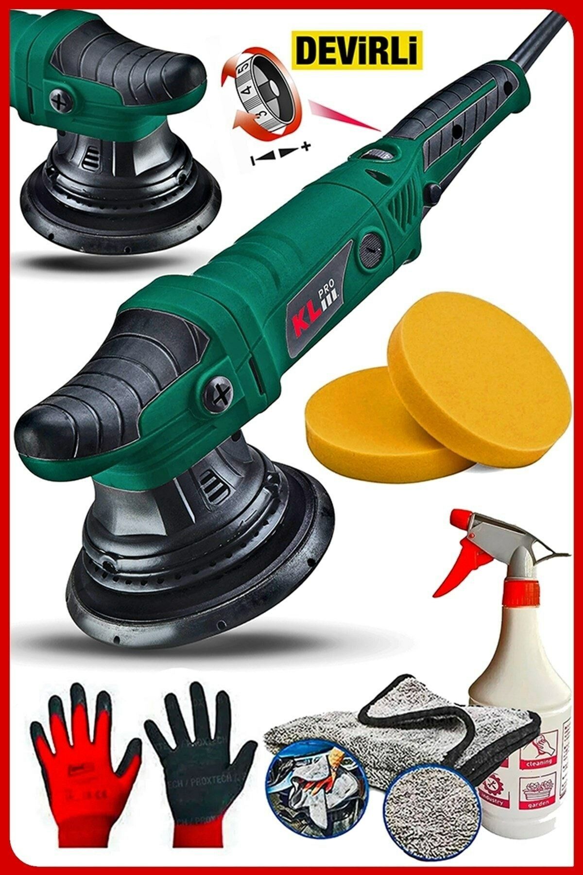 Profesyonel Orbital Premium Klpj7171 150mm Polisaj Makinesi Yedek Kömür full Set Hediye