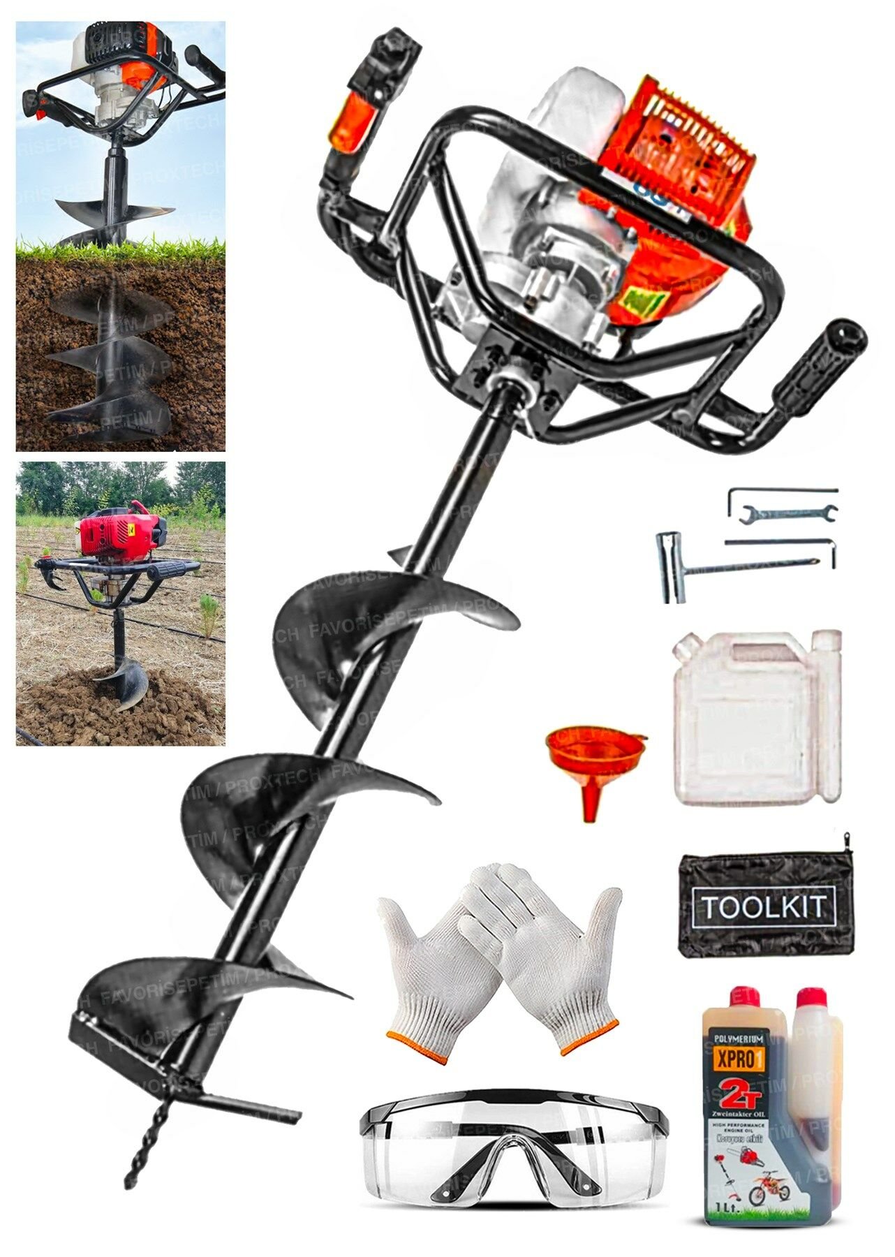 Profesyonel Mur-Cell Toprak Burgu Fidan Ekme Makinesi Burgu Ucu  150*1000mm Full Set