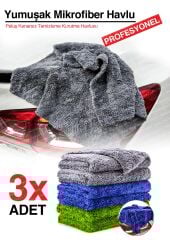 Profesyonel Mikrofiber Kalın Büyük Boy Emici Çift Yüzlü Araç Kaporta Kurulama Cila Bezi 50X85 -3ADET