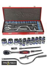 Profesyonel Metal Kutulu 24 adet/takım Cırcır Kollu Aracı Set Oto Mekanik Lokma Set