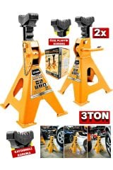 Profesyonel Kaymaz Sarsılmaz Plastik Korumalı 3 Ton Kriko Standı Araç Altı Sehpa (2 ADET SET)