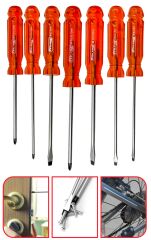 Profesyonel Krom Vanadyum Çelik Manyetik Yıldız Düz Çelik Tornavida Set Takımı Asetat Saplı 7 Parça