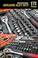 Profesyonel Mekanik Krom Çelik 172 Parça 1/2-3/8-1/4 Profesyonel Lokma Takımı Seti