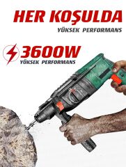 Profesyonel 3600W Bakir Sargili Kırıcı Delici Hilti Matkap 5,9 Çantalı  5 Adet Uç Mandren Hediye