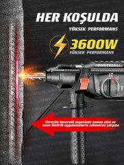 Profesyonel 3600W Bakir Sargili Kırıcı Delici Hilti Matkap 5,9 Çantalı  5 Adet Uç Mandren Hediye