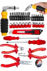 Profesyonel 39 Parça Çok Fonksiyonlu Cırcırlı Lokma Ve Bits Uçlu Tornavida Mini Pense Yankeski Seti