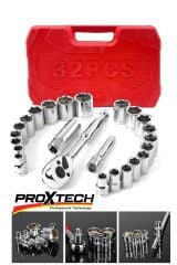 Profesyonel Büyük Parlak 32 Parça Chrom Vanadıum Cırcırlı Lokma Takımı 1/2 Cr-v Çeliği