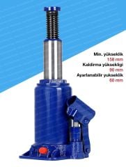 Profesyonel 2 TON Portatif Hidrolik Ram Kaynaklı Şişe Kriko Taşıma Çantalı Hidrolik Şişe Kriko 2TON