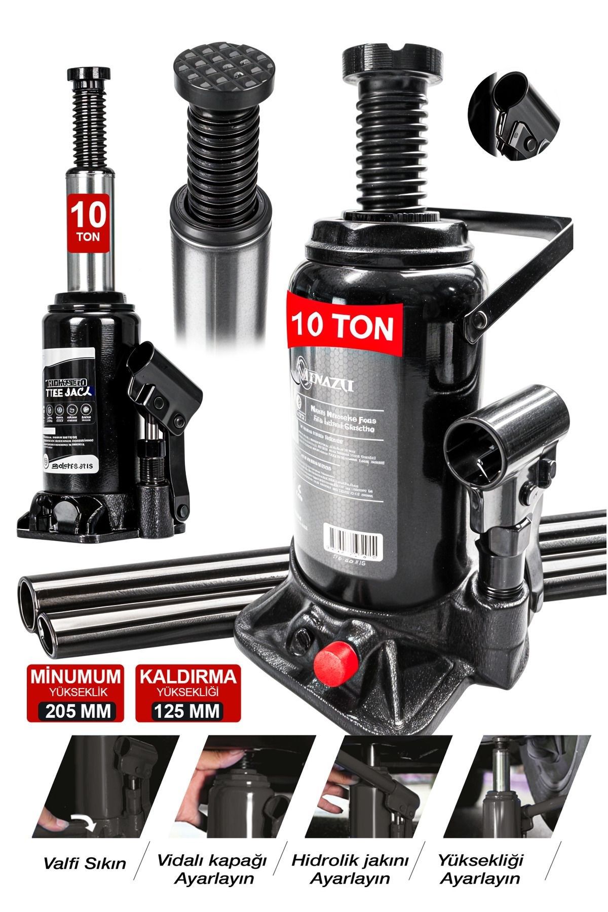 Profesyonel 10TON Portatif Hidrolik Kaynaklı Şişe Kriko Hidrolik Şişe Kriko (10TON)