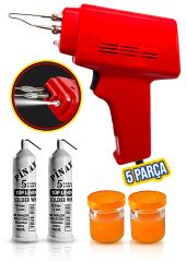 Profesyonel 100W Aydınlatmalı 5 Parça  Kalem Lehim Havya Tabancası Lehim Makinesi Seti