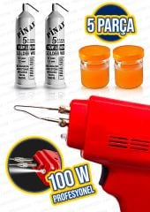 Profesyonel 100W Aydınlatmalı 5 Parça  Kalem Lehim Havya Tabancası Lehim Makinesi Seti