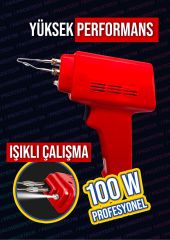Profesyonel 100W Aydınlatmalı 5 Parça  Kalem Lehim Havya Tabancası Lehim Makinesi Seti