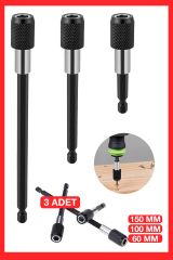Profesyonel  Paslanmaz Vanadium Çelik   6 10 15 Cm 3 Lü Bits Uzatma Adaptörü 3 lü Takım
