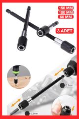 Profesyonel  Paslanmaz Vanadium Çelik   6 10 15 Cm 3 Lü Bits Uzatma Adaptörü 3 lü Takım