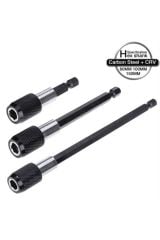 Profesyonel  Paslanmaz Vanadium Çelik   6 10 15 Cm 3 Lü Bits Uzatma Adaptörü 3 Adet