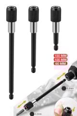 Profesyonel  Paslanmaz Vanadium Çelik   6 10 15 Cm 3 Lü Bits Uzatma Adaptörü 3 Adet