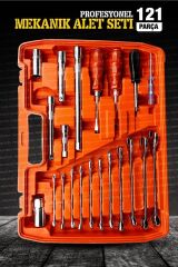 Profesyonel  Mekanik Krom Çelik  Premium Kalite 121 Parça Lokma Takımı 1/2-1/4-3/8 Full Set