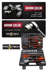 Profesyonel  Bakım Onarım Full Paket 58 Parça Lokma Anahtar Takımı 1- 4 ve 1- 2 El Aletleri Seti