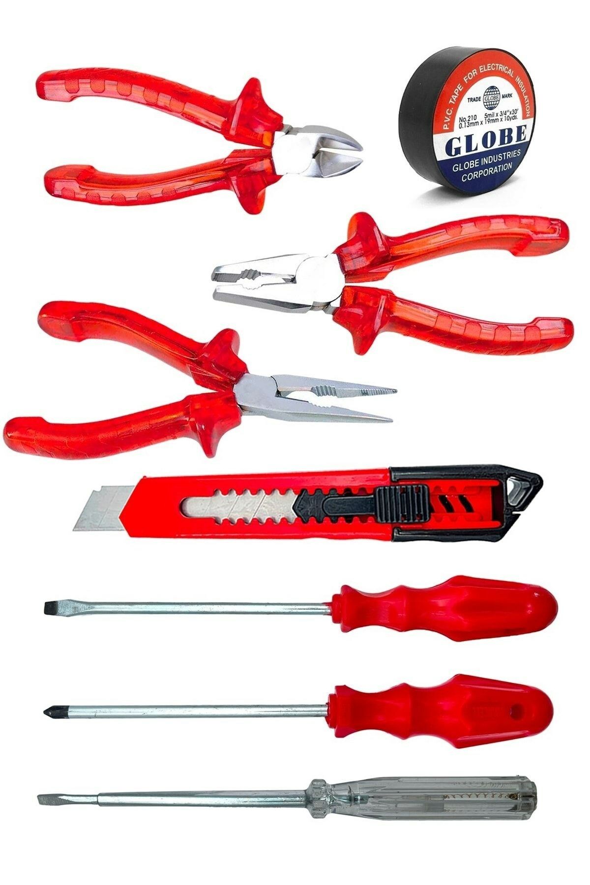 Prof  Yankeski karkaburun Pense Kontrol Kalemi Yıldız Ve Düz Tornavida Bant 8lı  Tamirci Seti