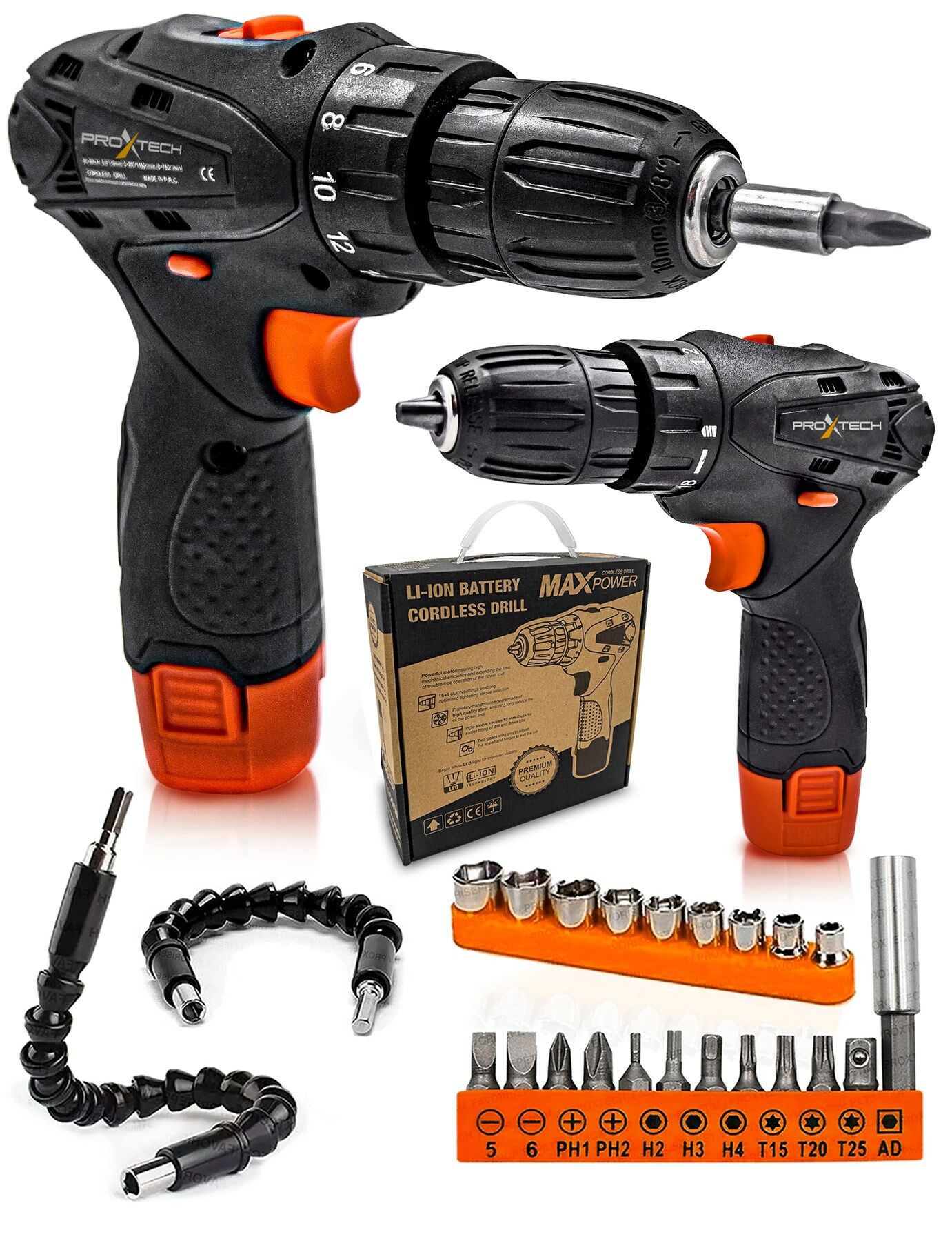 Pro Yüksek Kalite Geliştirilmiş Motor Premium Lityum Akülü  Vidalama Şarjlı Matkap Aksesuar Seti