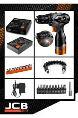 PRO 64 Parça Jsr1800 Professionel Akülü Vidalama Matkap,Krom Kaplı Çelik 40 Parça Cırcırlı Lokma Set