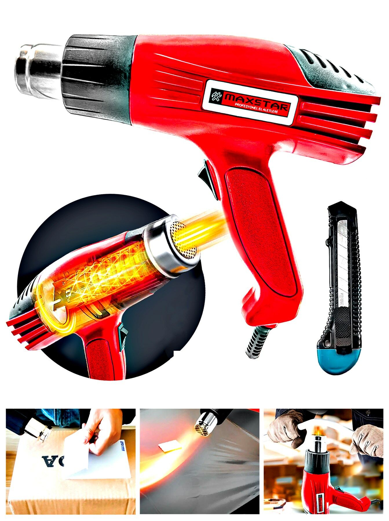 PRO Çift Kademeli Termik Koruma Bakır Sargılı 2 Kademeli Isı Ayarlı Sıcak Hava Üfleme Tabancası