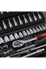 Pro Lokma Anahtar Tamir Takımı 53 adet 1/4 Cırcır Tork Anahtarı Soket Seti Oto Tamir Seti