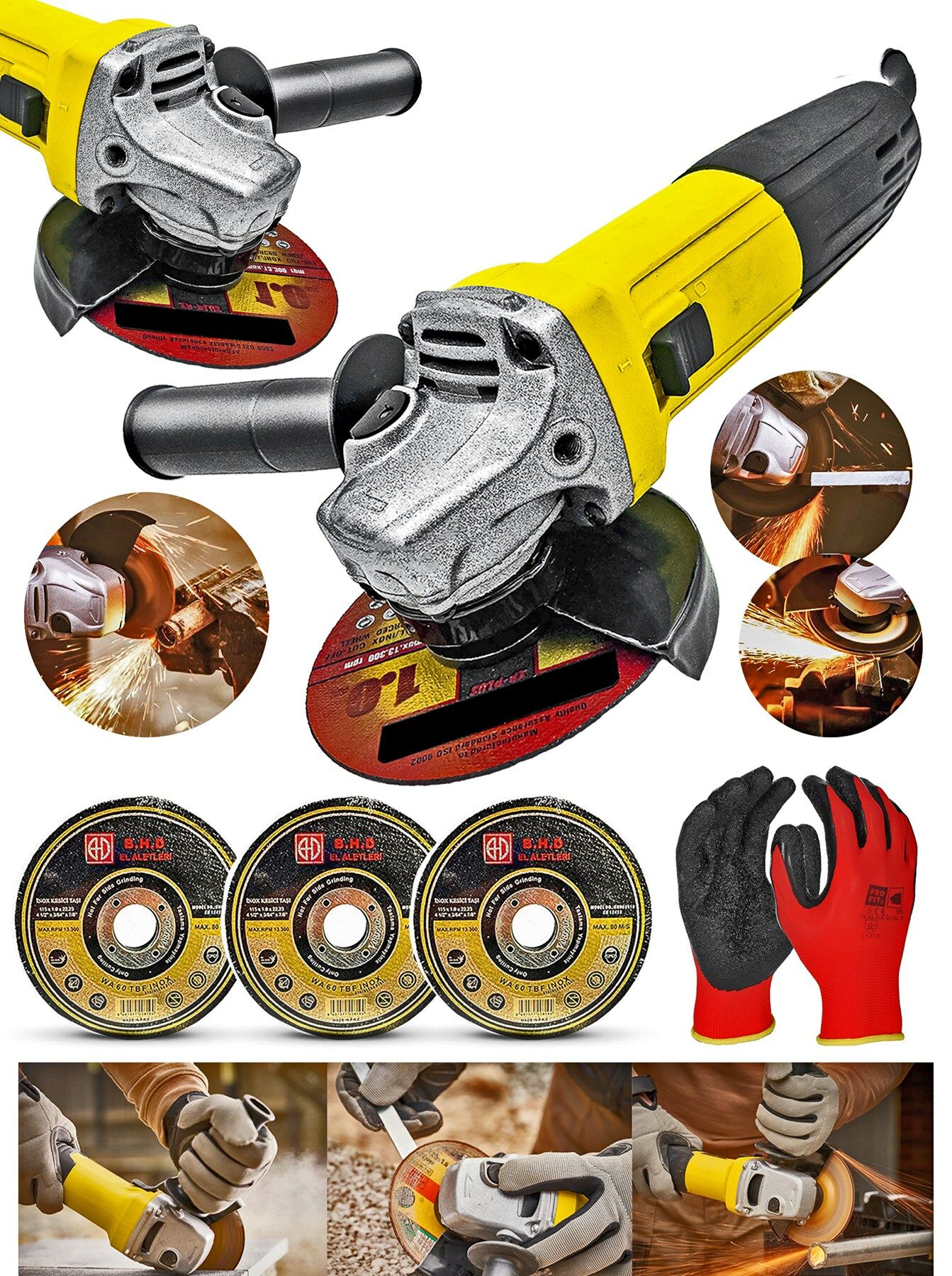 Pro Metal Şanzuman Bakır Sargılı Bhd Avuç Içi Taşlama Demir Metal Kesme Makinesi Sprel 115 Mm