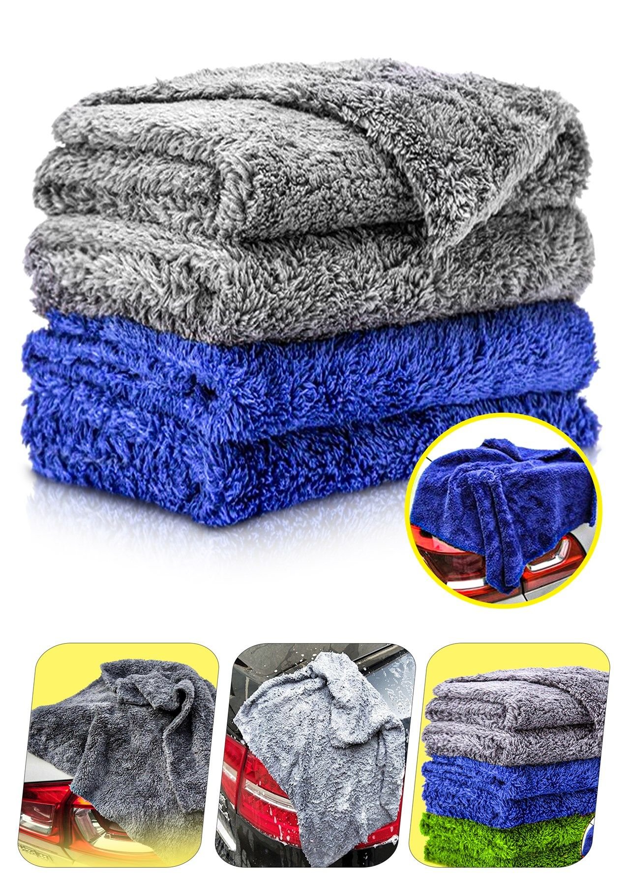 Pro Mikrofiber Kalın Büyük Boy Emici Çift Yüzlü Araç Kaporta Kurulama Cila Bezi 50 X 85 -1 ADET