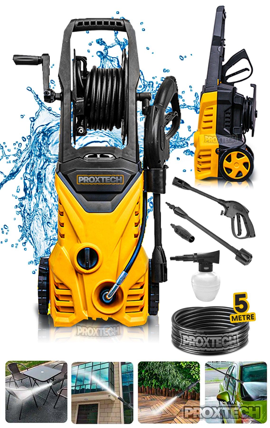 Pro 135 Bar Max Bakır Sargılı Yüksek Basınçlı Halı, Cam, Ahır, Bahçe Ve Oto Yıkama Makinesi